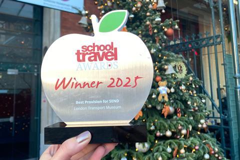 School Travel Awards trophy at the London Transport Museum